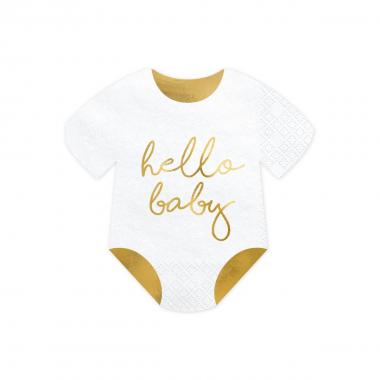 Napkins baby romper hello baby white 16x16cm