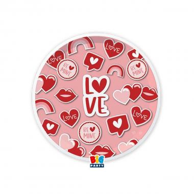 6 piatti cm.18 love stickers